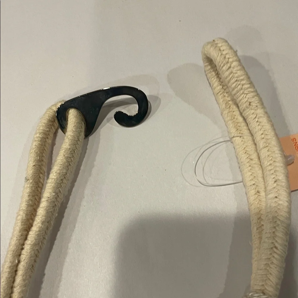 Vintage Braided Rope Belt with Hook Closure – Gold & Ivory Beaded Boho Accessory